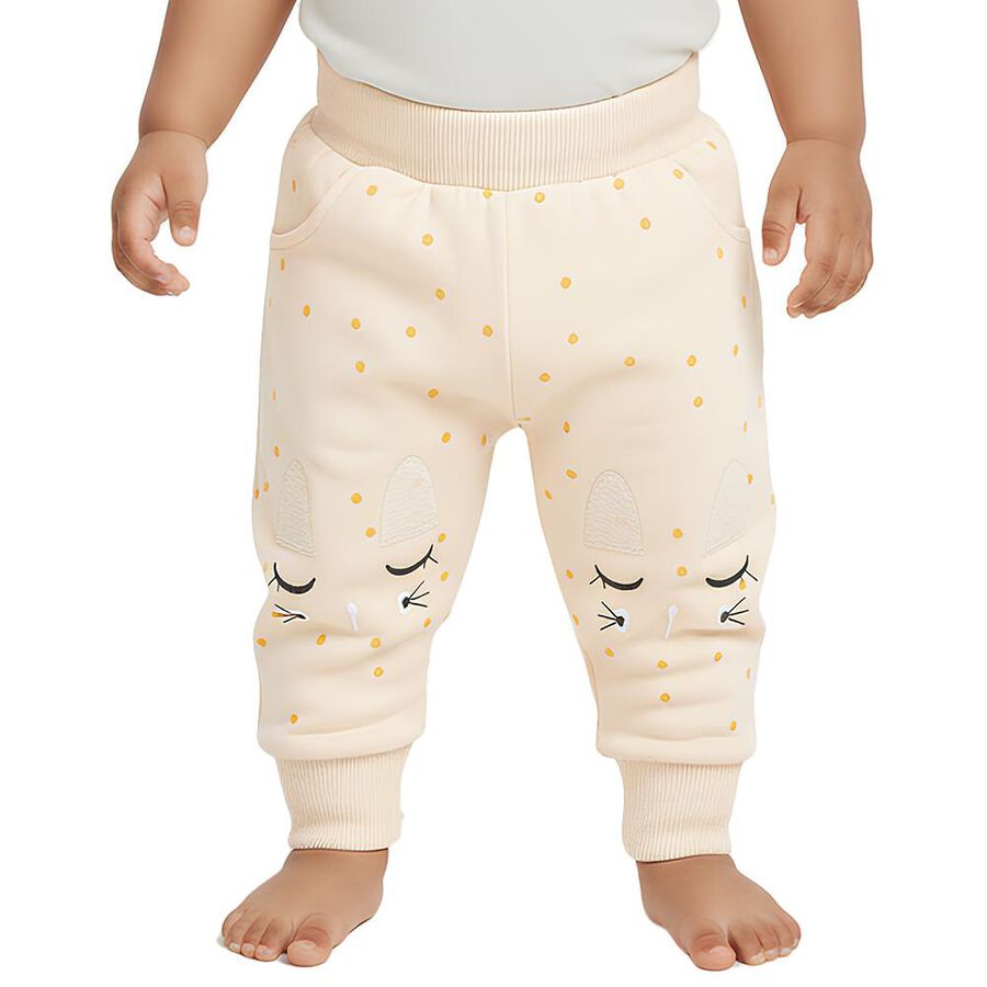 Infants Cream Polka Dot Embroidered Cotton Blend Pyjama, Peach, large image number null