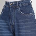 Washed High Rise Jeans, Dark Blue, small image number null