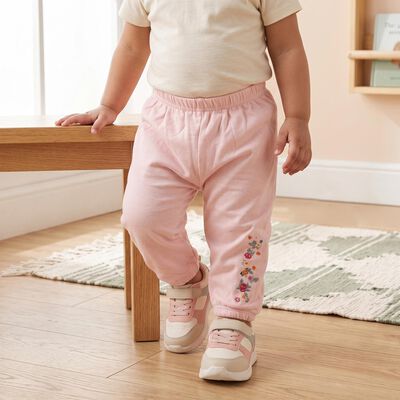 Infants Pink Jogger Floral Embroidered Pyjama