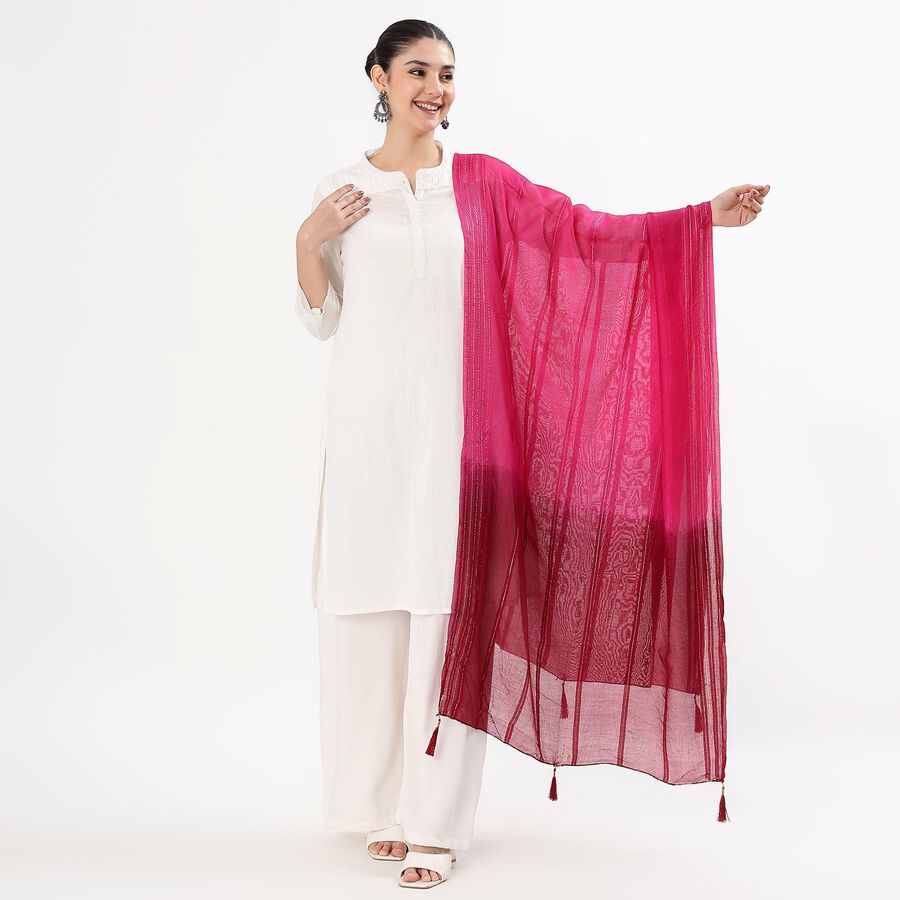 Ladies' Dupatta, रानी (फ्यूशिया), large image number null