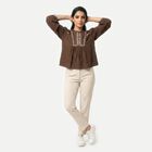 Ladies' Top, भूरा, small