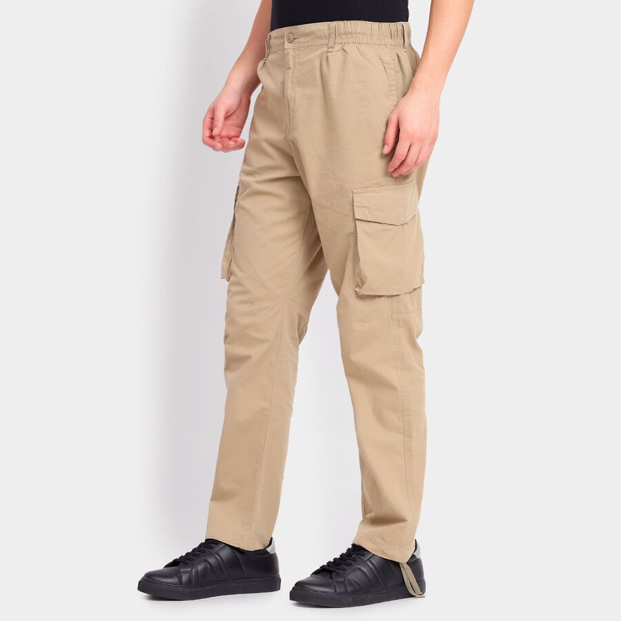 Men's 100% Cotton Track Pants, Khaki, large image number null