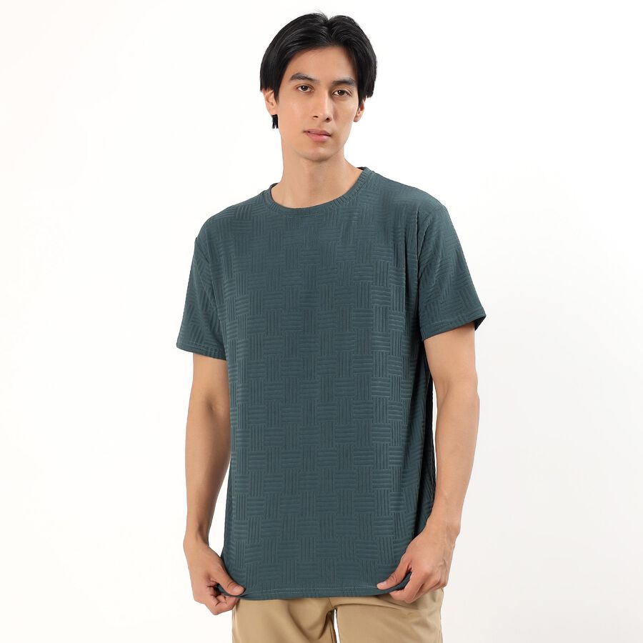 Men's Muted Sage Green Crew Neck Athleisure T-Shirt, Light Green, large
