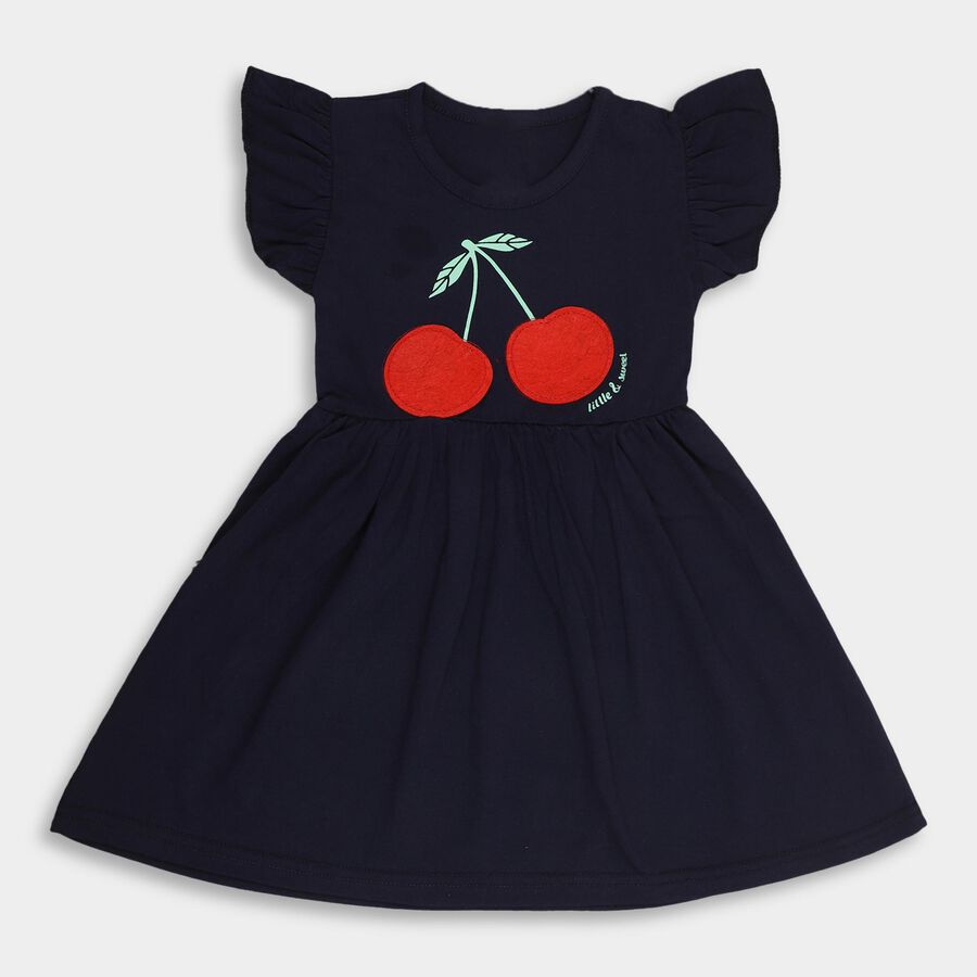 Girls' Frock, नेवी ब्लू, large image number null