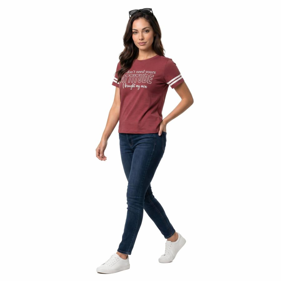 Women's Purple Round Neck Regular T-Shirt, Purple, large