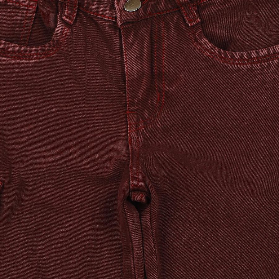 Girls Wine Cargo Fit Washed Jeans, Wine, large
