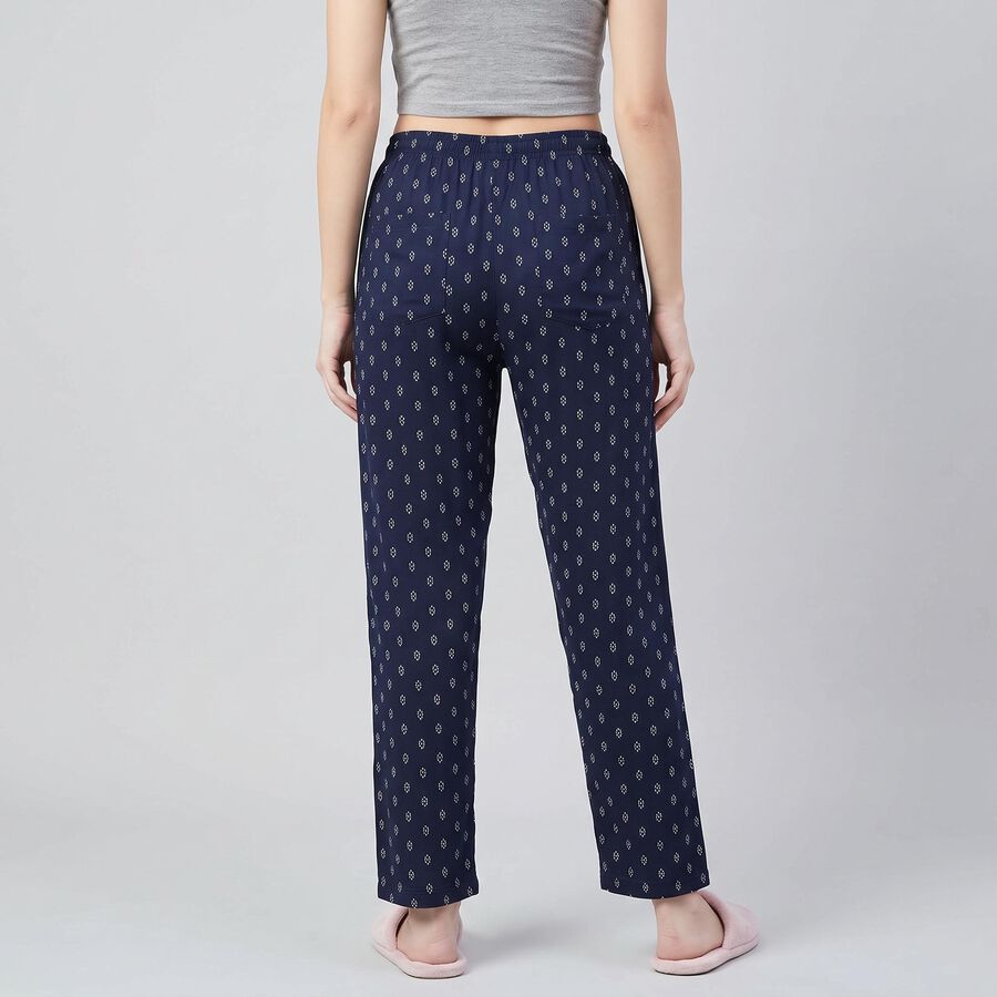 Women's Navy Blue Straight Fit Printed Lounge Pyjama, नेवी ब्लू, large