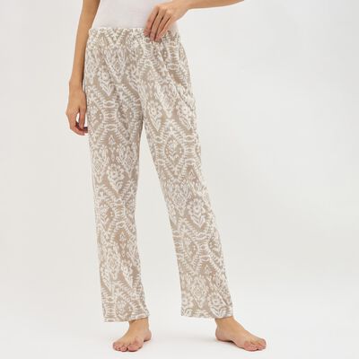 Women's Muted Beige Printed Full-Length Pyjama