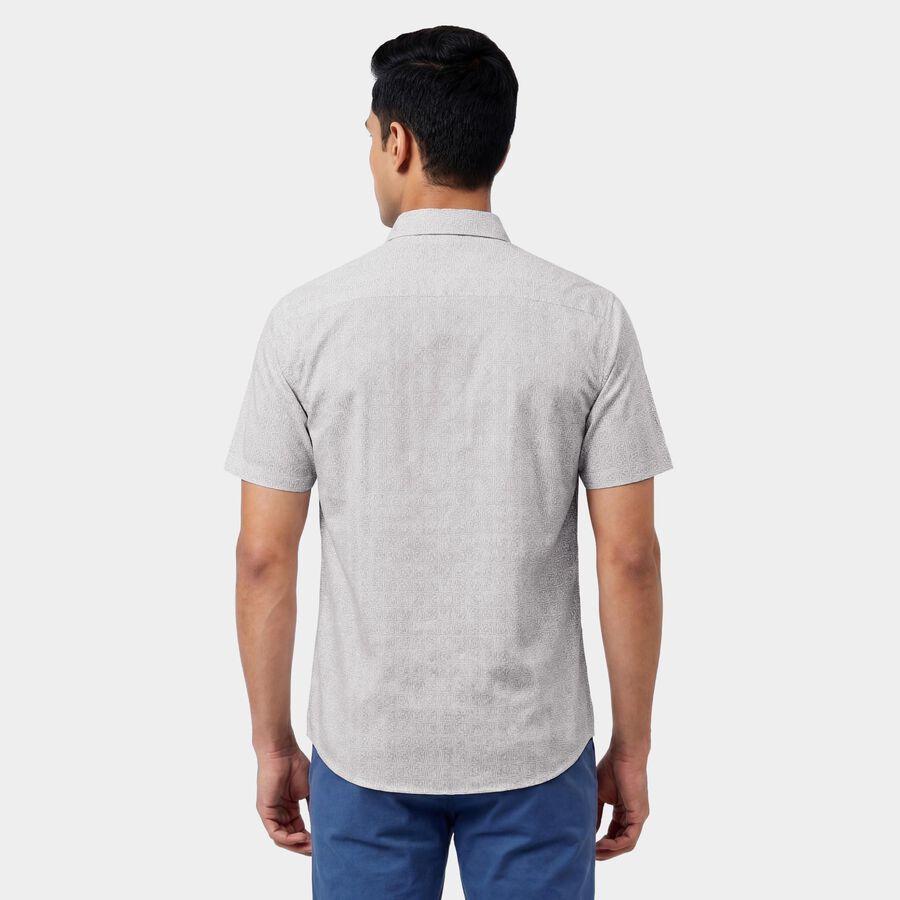 Men's Light Beige Cotton Half Sleeve Classic Casual Shirt, Beige, large