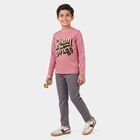 Boys Pink Crew Neck Regular T-Shirt, गुलाबी, small