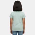 Girls Green Round Neck Casual T-Shirt, हल्का हरा, small