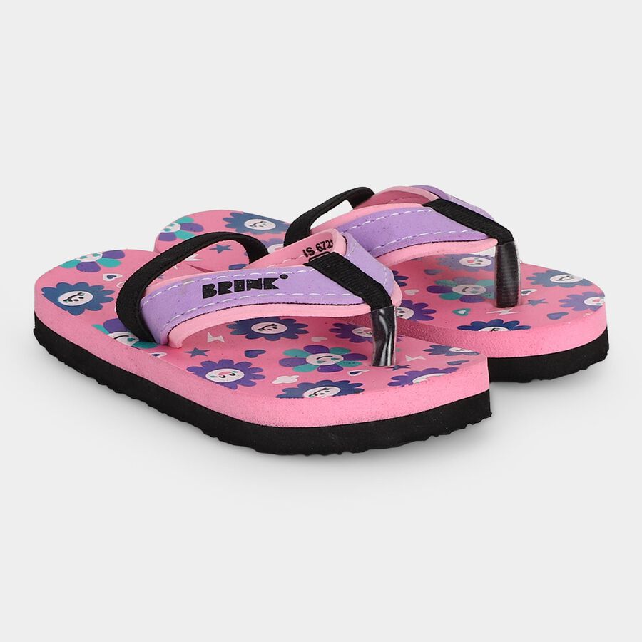 Girls Pink Flip-Flops Slippers, गुलाबी, large