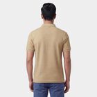 Men's Beige Polo Neck Casual Half Sleeve T-Shirt, Beige, small