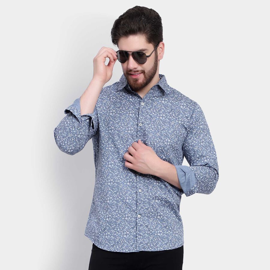 Cotton Printed Casual Shirt, Dark Grey, large image number null
