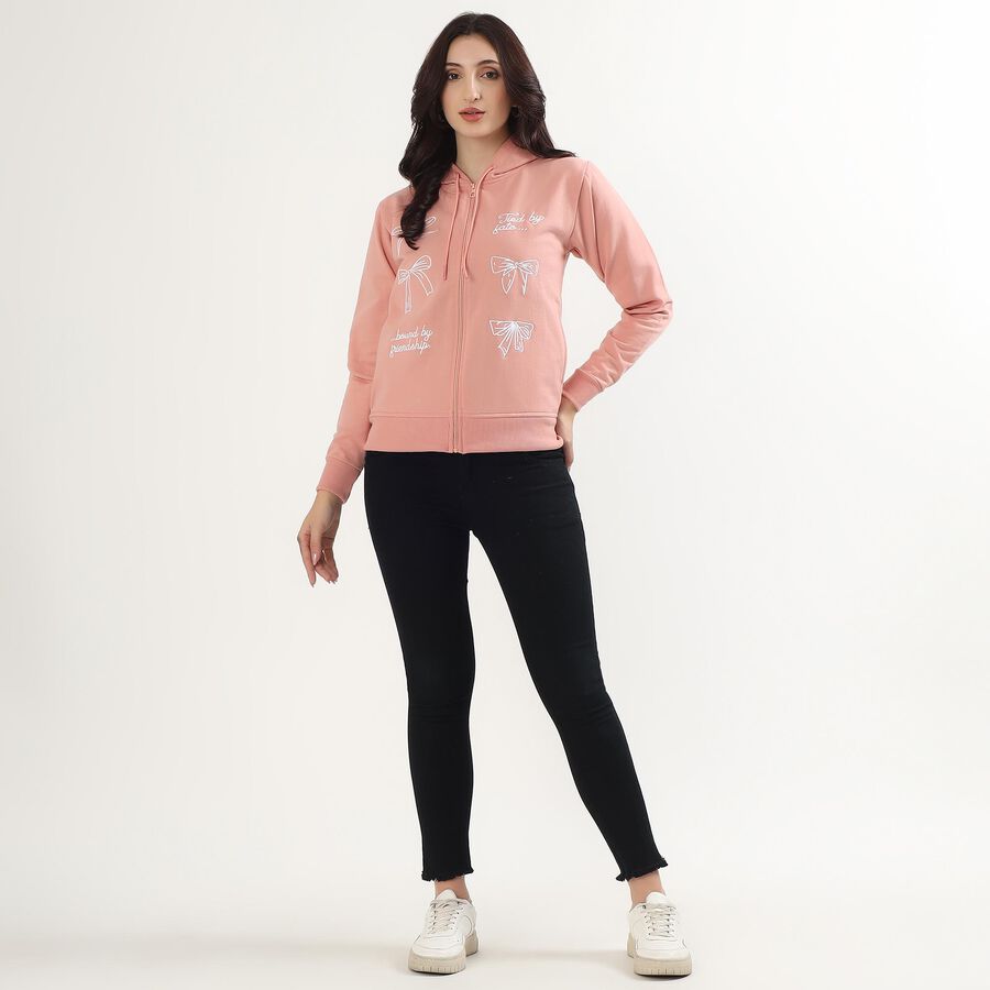 Women's Light Pink Hooded Casual Sweatshirt, गुलाबी, large image number null