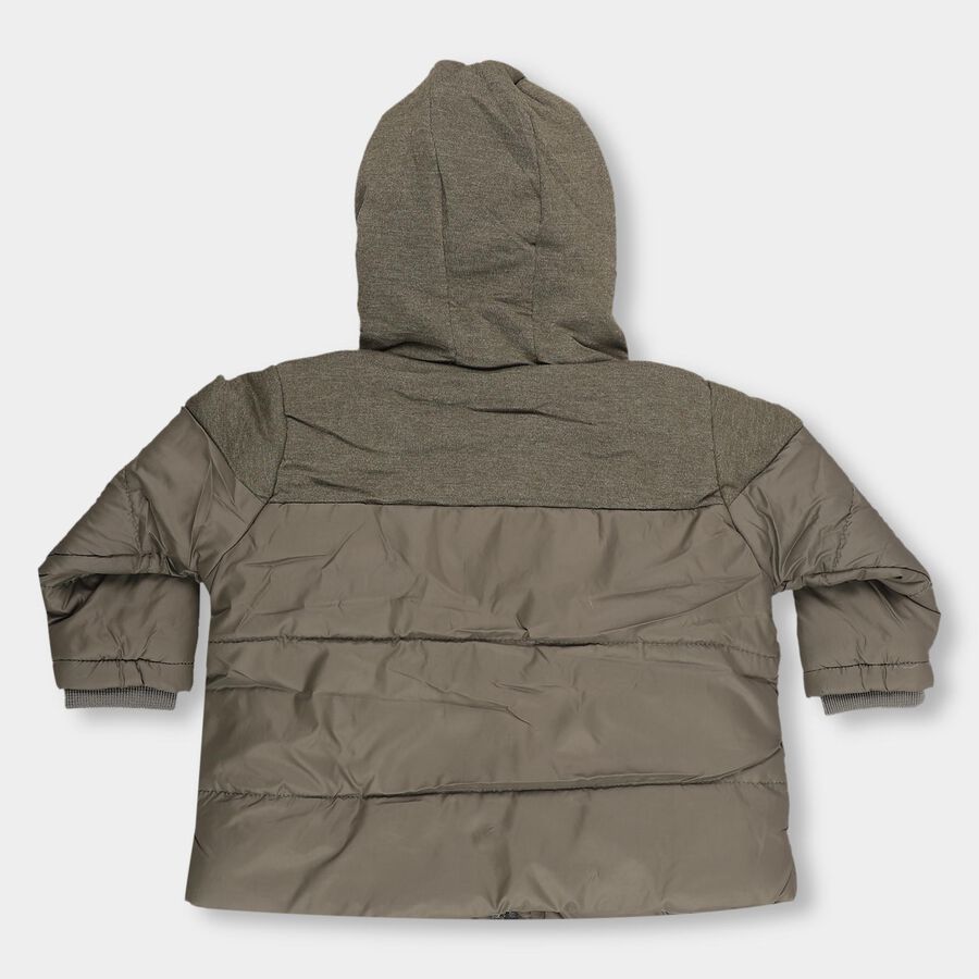 Infants Muted Olive Hooded Casual Jacket, ओलिव, large image number null