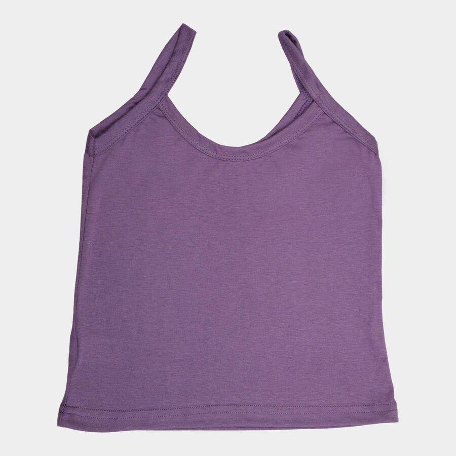 Girls Cotton Solid Vest, Purple, large image number null