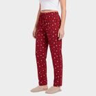 Women's Wine Straight Fit Floral Printed Cotton Blend Pyjama, वाइन, small