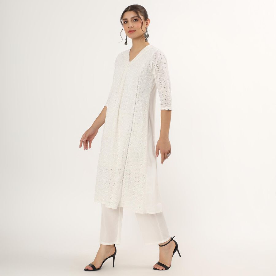 Ladies' Kurta , ऑफ व्हाइट, large