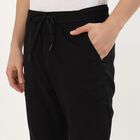 Men's Jet Black Slim Fit Elasticated Casual Trousers, Black, small