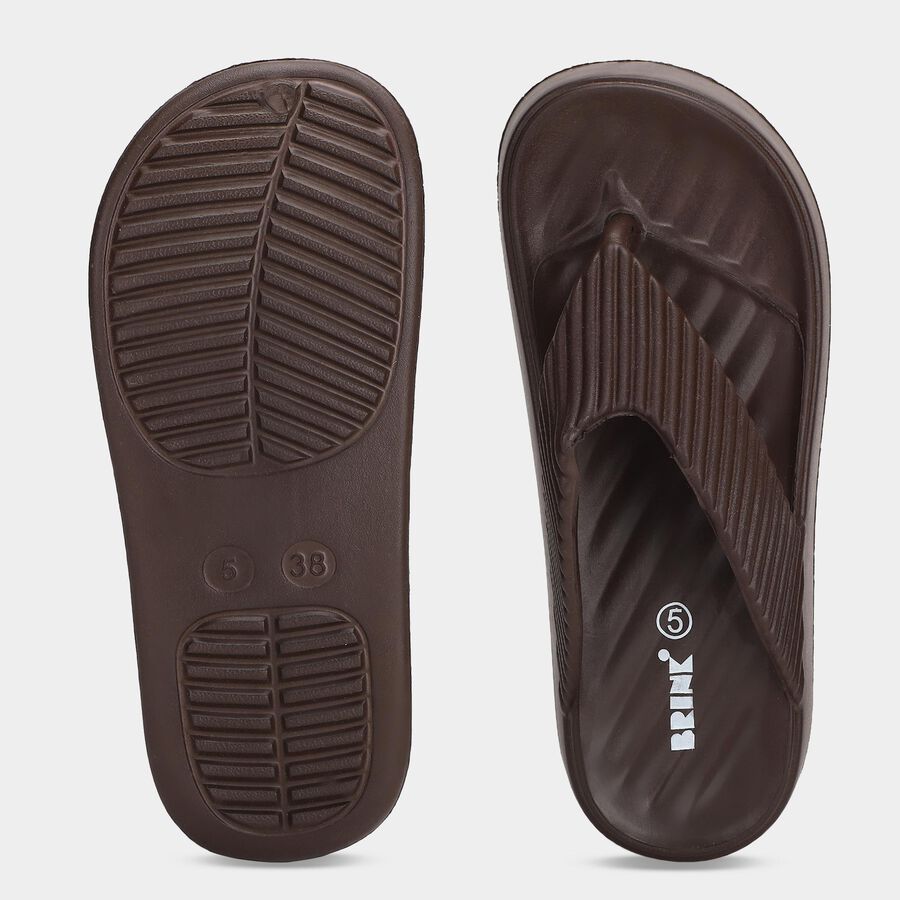 Women's Brown Platform Flip-Flops, भूरा, large