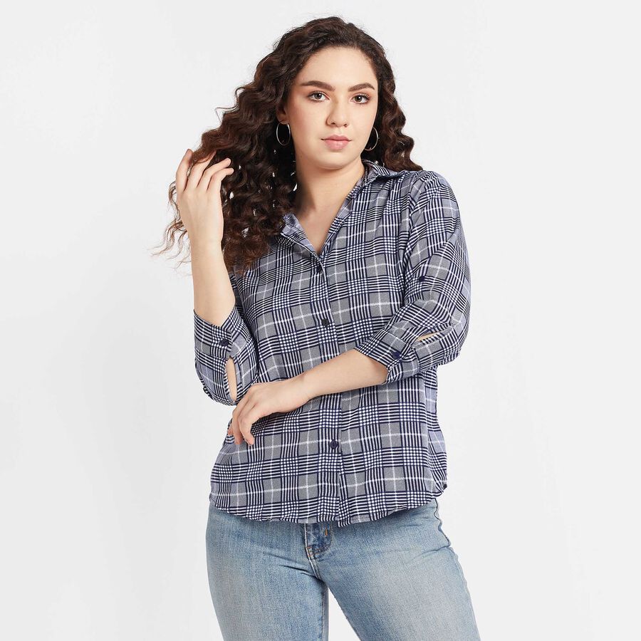 Checks Shirt, Navy Blue, large image number null