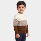 Boys Brown Crew Neck Colorblock Pullover, Brown, small