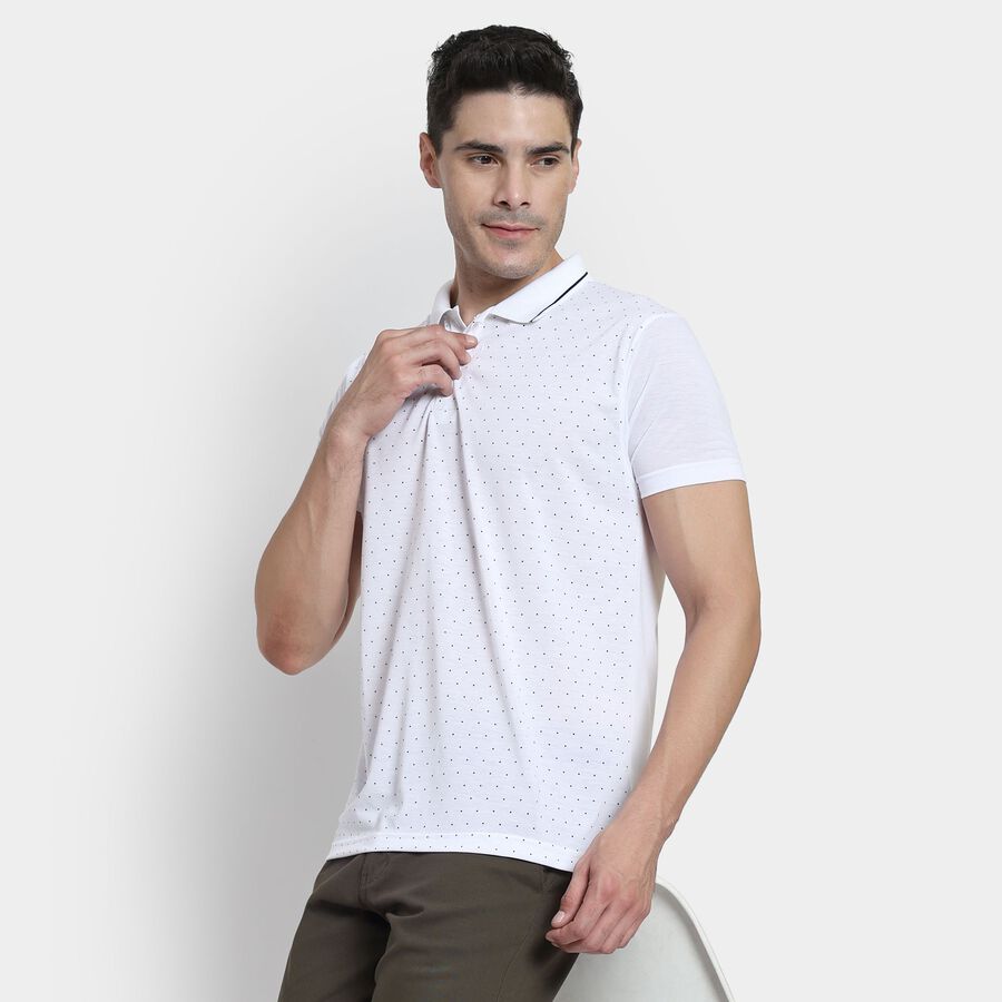 Men's Collared Half Sleeves T-Shirt, White, large image number null