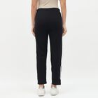 Women's Jet Black Straight-Leg Side-Striped Track Pants, काला, small