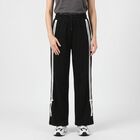Women's Black Straight Fit Side-Striped Track Pants, Black, small