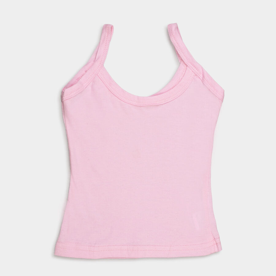 Girls Cotton Solid Vest, Light Pink, large image number null
