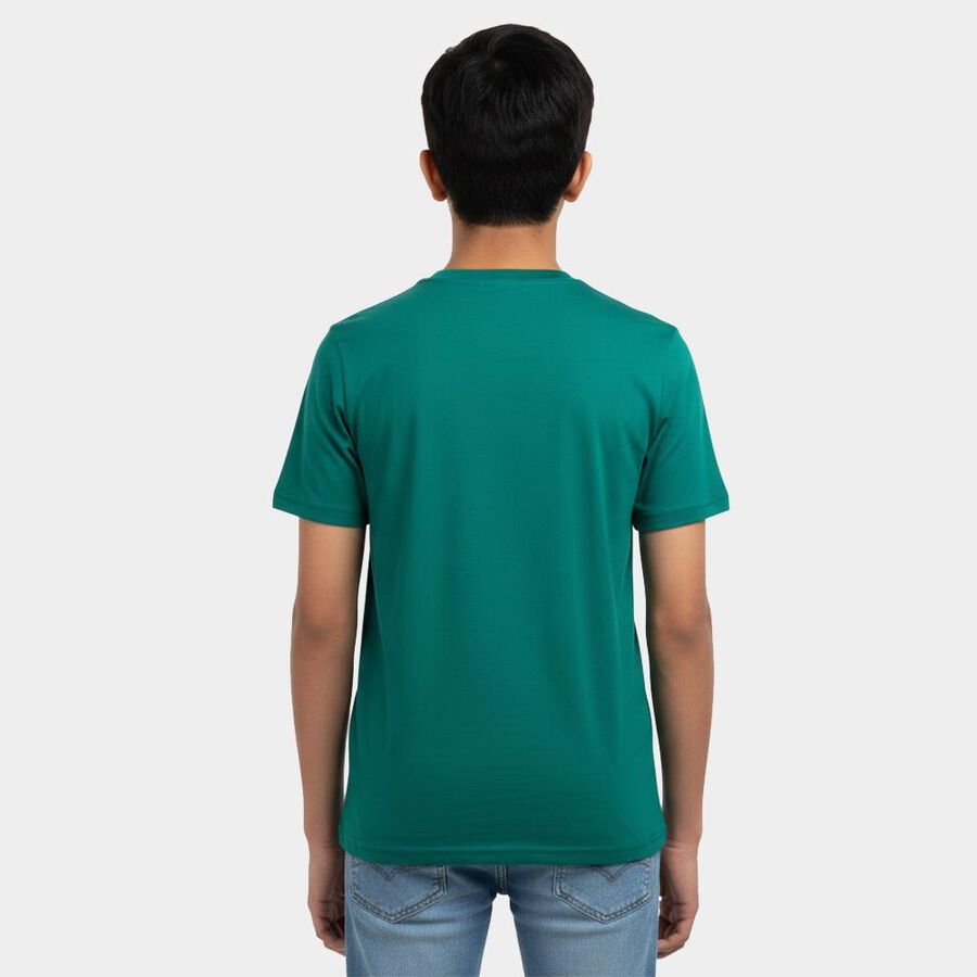 Boys' Half Sleeves T-Shirt, गहरा हरा, large