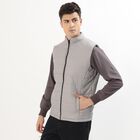 Men's Light Grey High Neck Sleeveless Jacket, Light Grey, small