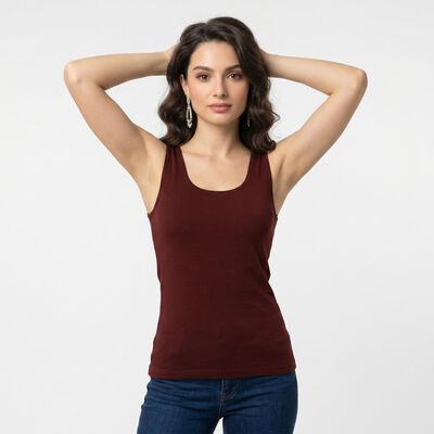 Women Wine Scoop Neck Camisole Slip