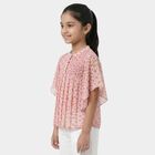 Girls Pink Smocked Neckline Casual T-Shirt, Pink, small