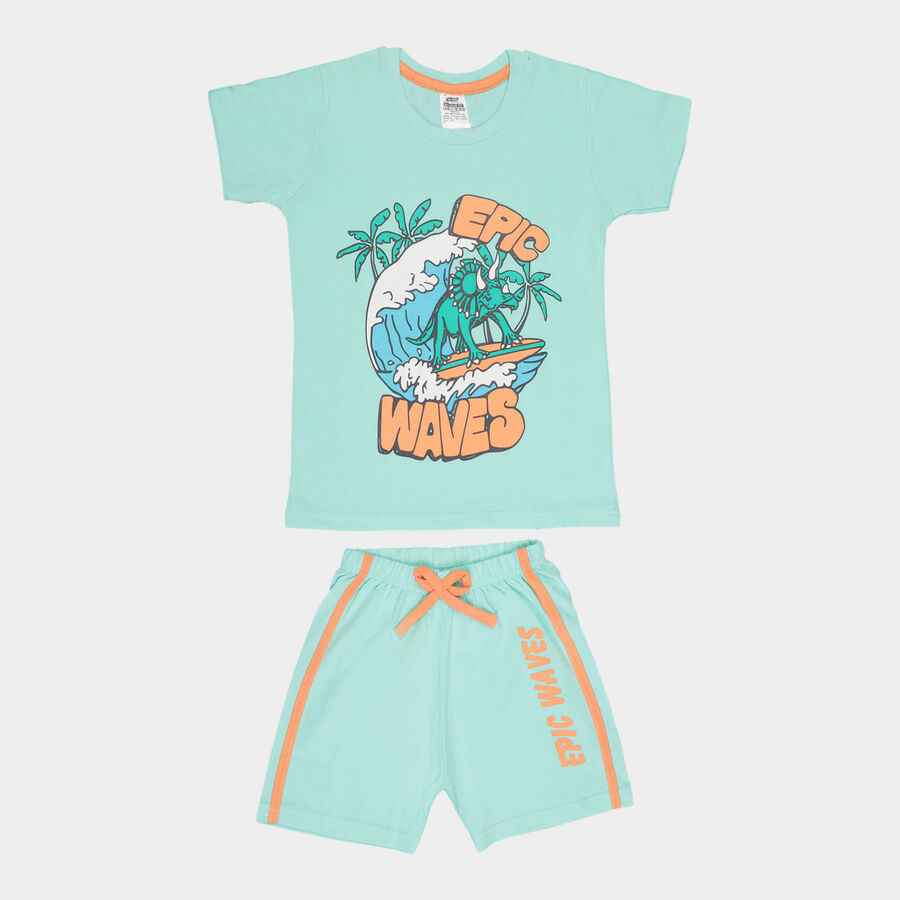 Boys Cotton Baba Suit, Light Blue, large image number null