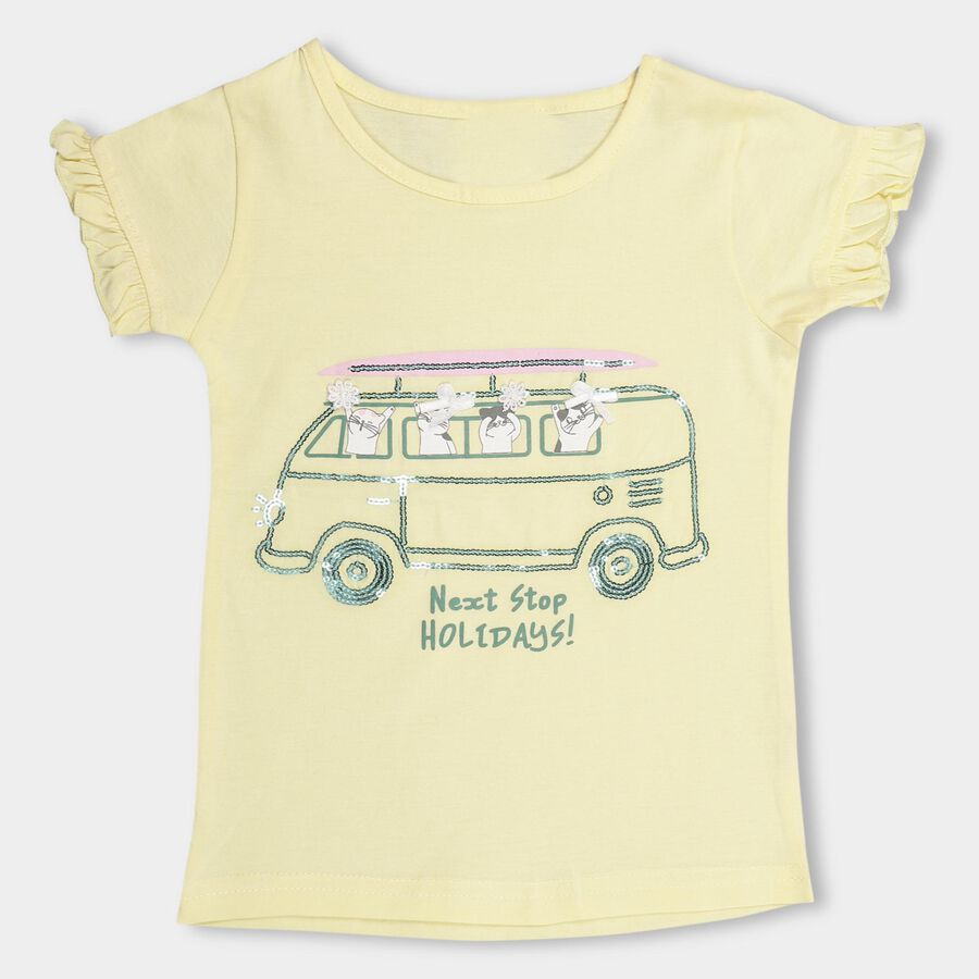Girls' 100% Cotton T-Shirt, Yellow, large image number null