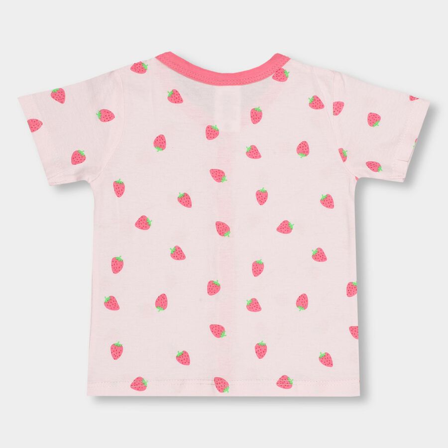 Infants' Light Pink Cotton V-Neck Casual T-Shirt, Light Pink, large image number null