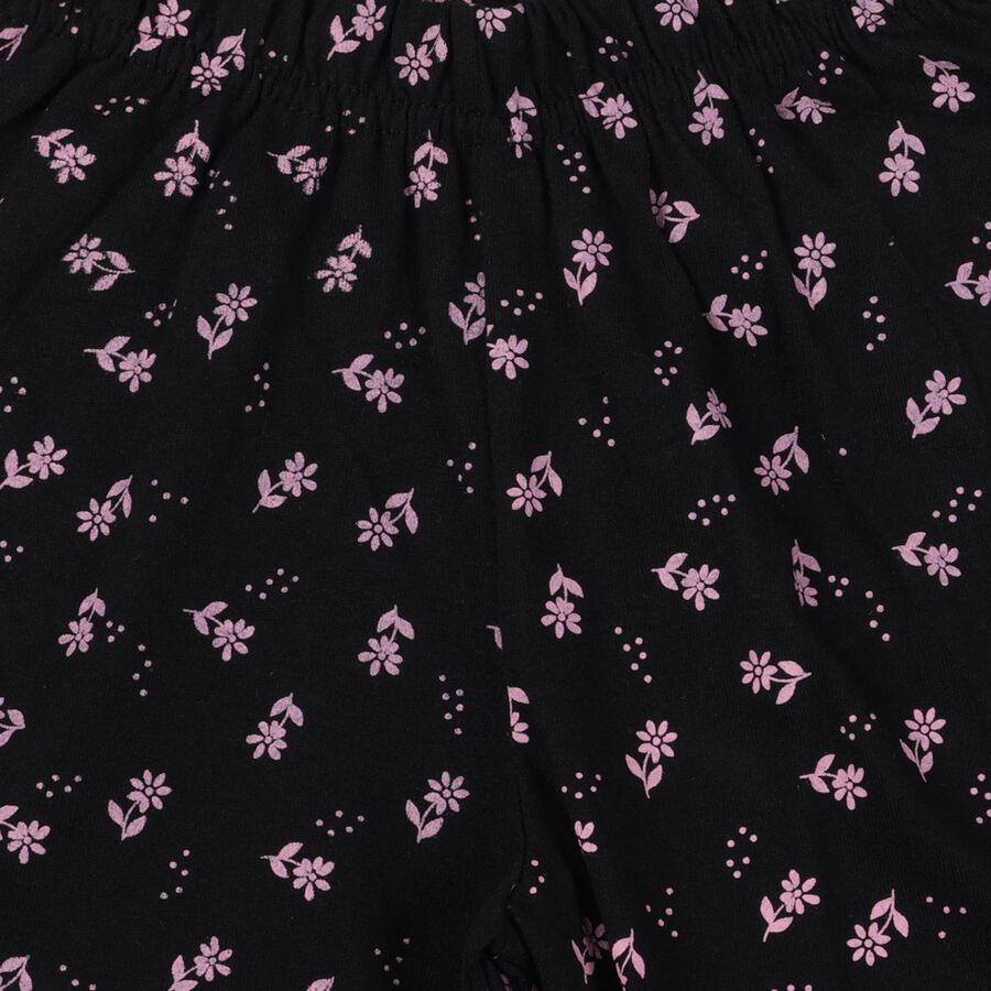 Girls Black Regular Fit Solid Pyjama, काला, large
