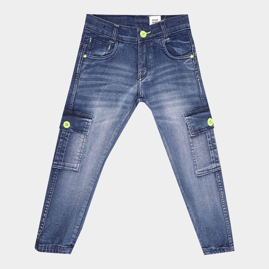 Boys Slim Fit Jeans, गहरा नीला, large image number null