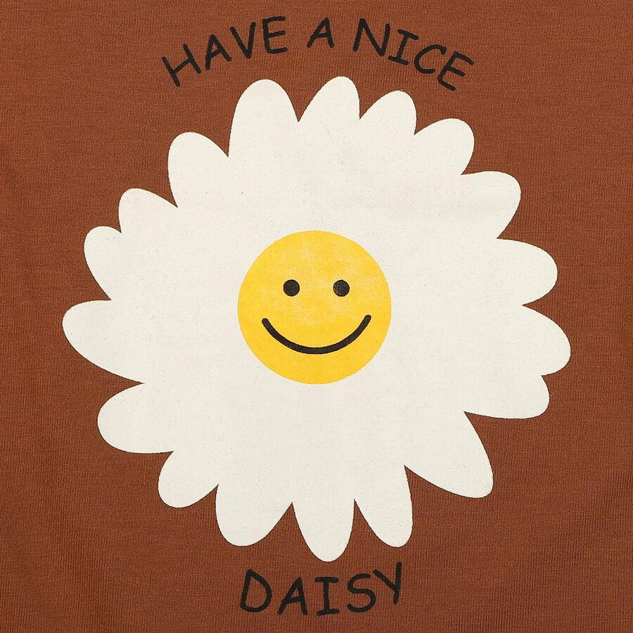 Girls Brown Cotton Blend T-Shirt, भूरा, large