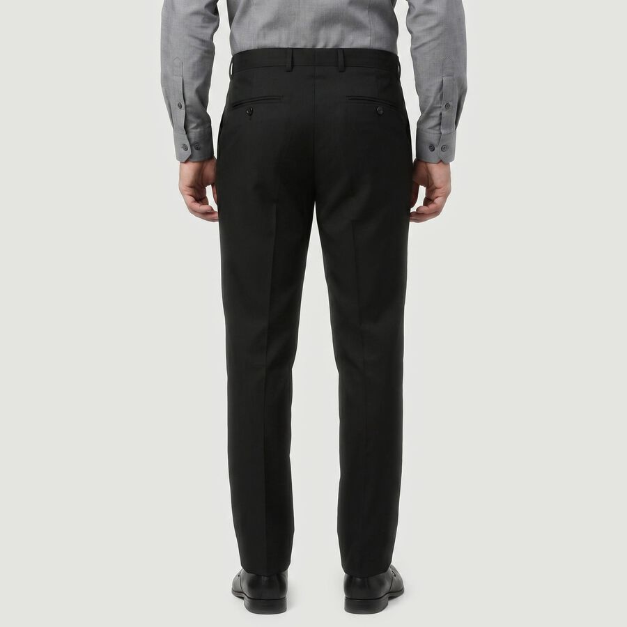 Men's Black Slim Fit Flat-Front Formal Trousers, काला, large