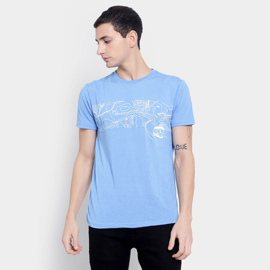 Round Neck T- Shirt, हल्का नीला, large image number null