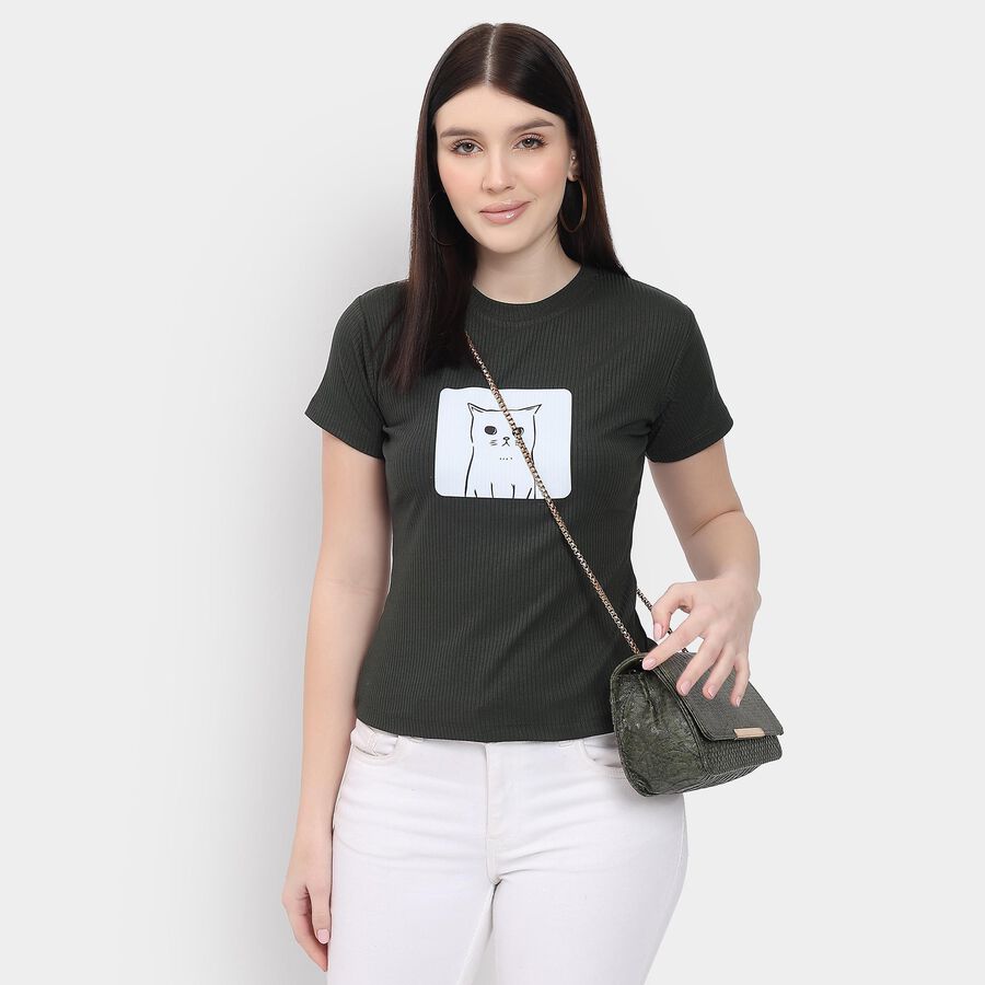 Ladies'  Crop  Top, Olive, large