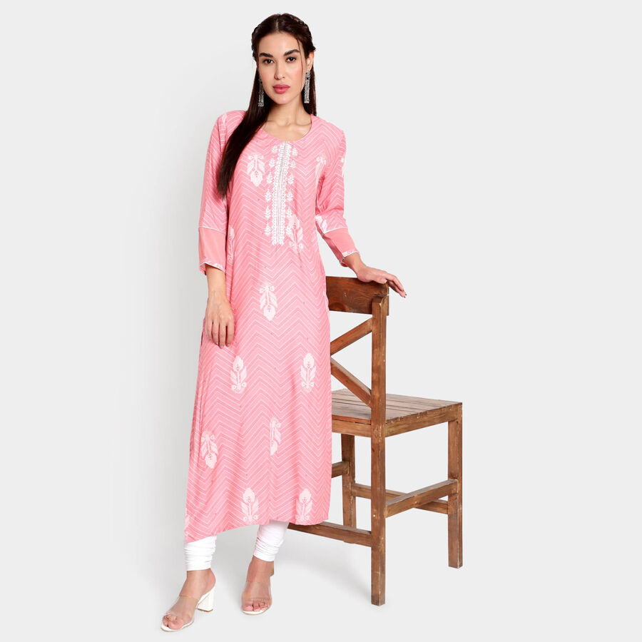 Solid Bell Sleeves Kurta, Light Pink, large image number null
