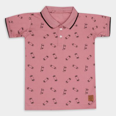 Boys' 100% Cotton Collar Half Sleeves T-Shirt