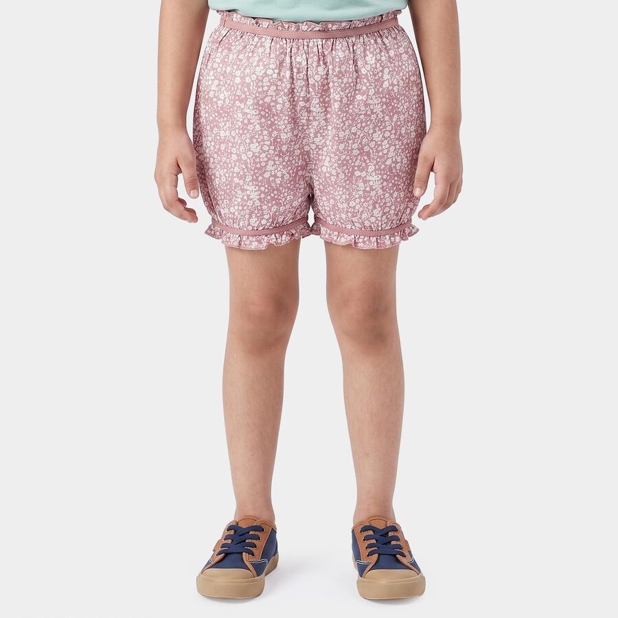 Girls Pink Regular Fit Floral Print Bloomer, Light Pink, large