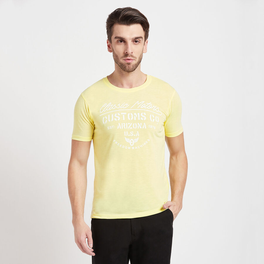 Round Neck T-Shirt, Yellow, large image number null