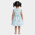 Girls' Light Blue Floral Printed Fit and Flare Frock, हल्का नीला, small
