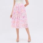 Women's Pink Pleated Calf Length Skirt, गुलाबी, small image number null